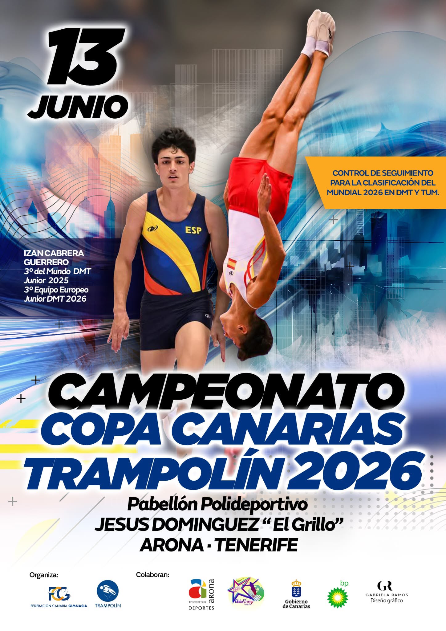 Cartel campeonato copa Canarias trampolín 2026 pabellón polideportivo Arona Tenerife